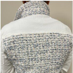Stacy Bradley White Denim Jacket/Blue Tweed Size Medium NWOT